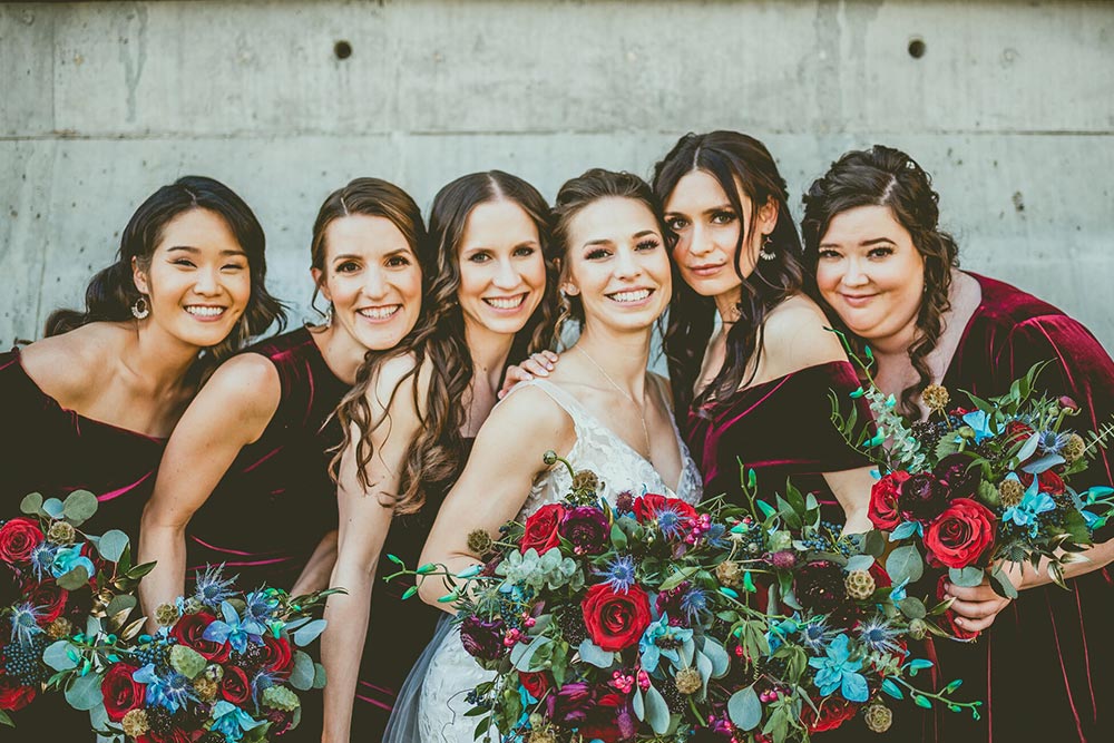 brides maid and bridal bouquet